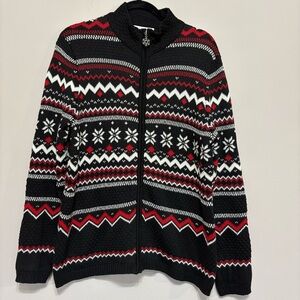 Breckenridge Sweater Fair Isle
Nordic Gray Size L Red Snowflake Design Cardigan